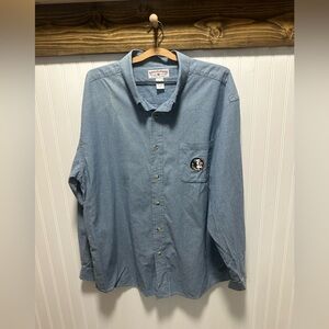 Boca Classics Delmar Sportswear Denim Shirt FSU iron scorch on one side sz xxl